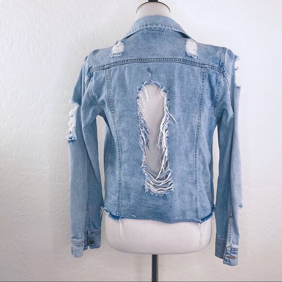 On The Road Womens Perla Distressed Denim Jacket Trucker Biker Grunge Medium - Picture 4 of 9